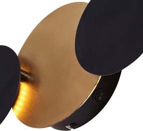 Moderné nástenné svietidlo čierne so zlatom vrátane LED 3-stupňové stmievateľné 3-svetlá - Sunrise 3