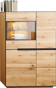 XXXLutz VYSOKÁ KOMODA, dub, antracitová, farba duba, 89/136/38 cm Linea Natura - Komody - 001770000102