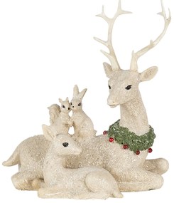 Vianočné dekoratívne soška jeleňa s laňou a veveričkami - 16 * 9 * 18 cm