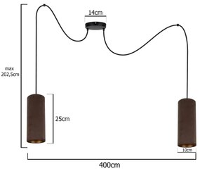 Luster na lanku AVALO 2xE27/60W/230V pavúk hnedá/medená