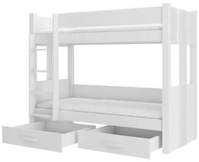 Detská poschodová posteľ ARTA + matrac, 90x200, biela