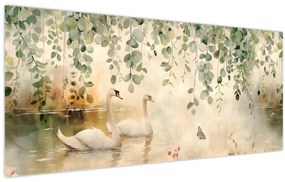 Obraz - Jazero, aquarel (120x50 cm)