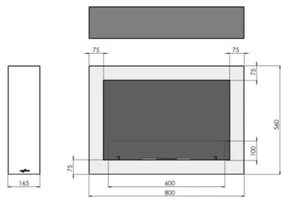 InFire - Nástenný BIO krb 80x56 cm čierna