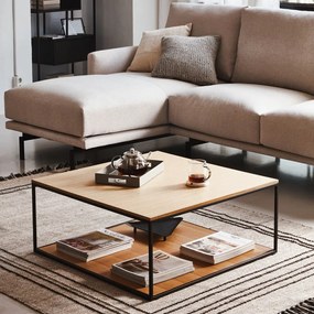 Hnedý konferenčný stolík s doskou v dekore orechového dreva 80x80 cm Yona - Kave Home