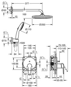 GROHE 25292000 - Podomietkový sprchový systém START VITALIO START 250 chróm