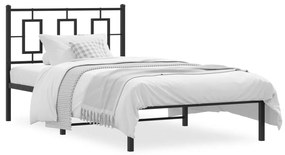 Kovový rám postele s čelom čierny 100x190 cm 374235