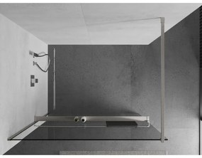Mexen Kioto+, sprchová zástena Walk-In s poličkou a vešiakom 115 x 200 cm, 8mm číre sklo, brúsená oceľ profil, 800-115-121-97-00