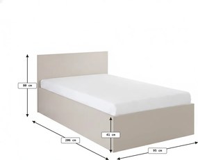 Posteľ SOFIA 90 x 200 cm, kašmírovobéžová Rošt: S latkovým roštom, Matrac: Matrac DELUXE 10 cm