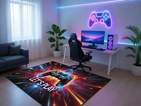 Herný koberec Play s ovládačom – gaming dizajn, nízky vlas Rozmer: 120x170 cm