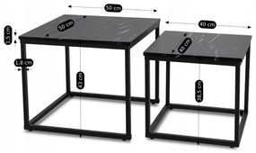 PROXIMA.store - Loftový set konferenčných stolíkov TEVET FARBA: čierny mramor, FARBA NÔH: čierna