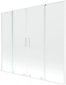 Mexen Velar L Duo, 2-krídlová posuvná vaňová zástena 200 x 150 cm, 8mm číre sklo, biela matná, 896-200-003-02-20