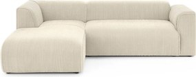 Béžová menčestrová rohová pohovka (ľavý roh/s leňoškou) Merid – Ropez