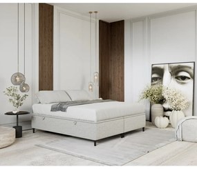 Svetlosivá čalúnená dvojlôžková posteľ s úložným priestorom 200x200 cm Tate – Maison de Rêve