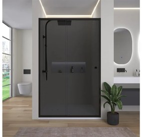 Cerano Varone, posuvné sprchové posuvné dvere 130x195 cm, 6mm šedé sklo, čierny profil, CER-CER-429535