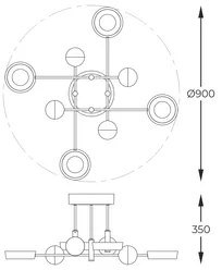 Stropné LED svietidlo LARA čierno-zlaté