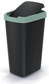 Odpadkový kôš s farebným vekom, 45 l, zelená / čierna
