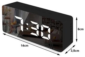 Verk 01457 Zrkadlové LCD hodiny 4v1 čierne