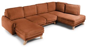 Oranžová menčestrová rozkladacia rohová pohovka (pravý roh/do tvaru "U") Tori – Bonami Selection