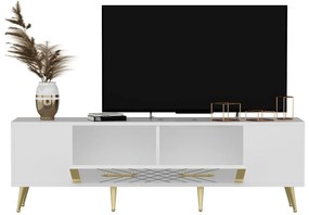 TV stolík/skrinka Depeche (biela + zlatá) . Vlastná spoľahlivá doprava až k Vám domov. 1102071