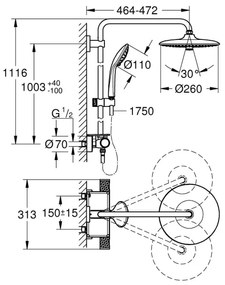 GROHE 26403002 - Sprchový systém VITALIO JOY 260 450 mm lesklý chróm