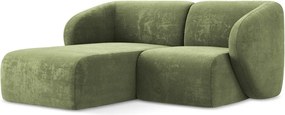 Zelená ženilková rohová pohovka (ľavý roh/s leňoškou) Lani – Makamii
