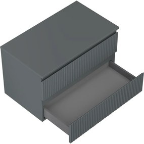 Mexen Rivel, kúpeľňová skrinka 80 cm s pracovnou doskou, 2 zásuvky, drážkovaná, grafitová matná, 91A20-08047-2-BFFC66