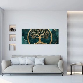 Obraz – Zlatý strom života v mramore (120x50 cm)
