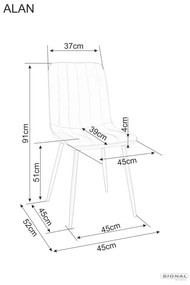 Signal Jedálenská stolička ALAN BREGO, ČIERNO/SIVÝ RÁM 07