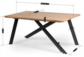 JAKS Rozkladací stôl Hamilton 160-200 cm zlatý dub