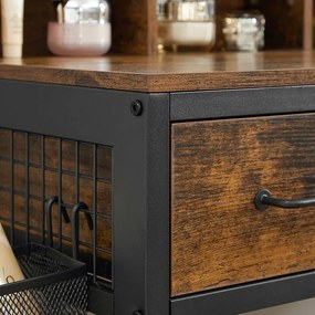 Vasagle Toaletný stolík s taburetkou z eko kože PIERRE, 90x40x141cm, hnedá/čierna