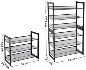 Čierny kovový stojan na topánky, 3 úrovne 2143