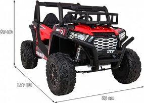Ramiz Buggy UTV Off-roader pre deti Červená + diaľkové ovládanie + nosič batožiny + pomalý štart + EVA + MP3 LED