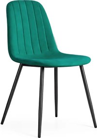 Jedálenská stolička LUMO zamatová, fľaškovo zelená / čierne nohy