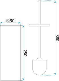 Rea Til, kovový stojan na WC s kefou, brúsená oceľ, REA-88091