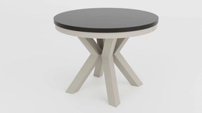 Okrúhly rozkladací jedálensky stôl MARION 100 - 176 cm šedý betón Farba nôh: Čierna
