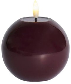 SIRIUS LED vosková sviečka Sille Bordeaux, okrúhla, 9 cm, bordová, priemer 10 cm