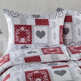 Posteľné obliečky z mikrovlákna PATCHWORK SRDCE jednolôžko