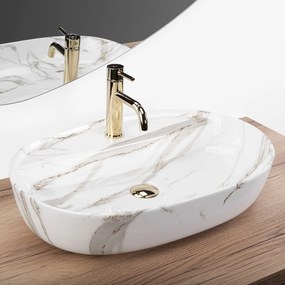 Rea Aura, umývadlo na dosku 610x410x130mm, imitácia kameňa-Shiny Aiax, REA-U6623