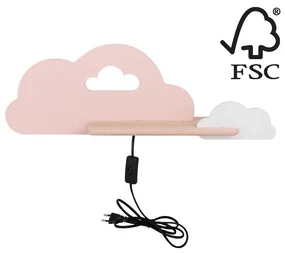Candellux LED Detské nástenné svietidlo s poličkou CLOUD LED/5W/230V ružová/biela CA0417