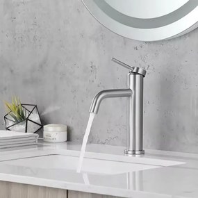 Rea Clif, umývadlová batéria h-205, brúsená oceľ, REA-B5324