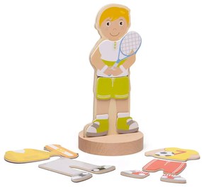 Bigjigs Toys magnetické obliekacie puzzle Športové aktivity