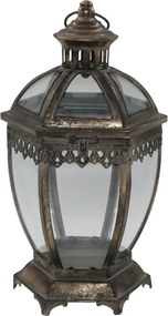 Bronzová antik kovová lampáš so zdobením Marroque – Ø 22,5*40 cm