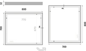 Nimco LED zrkadlo 800x700 - ZP 13003