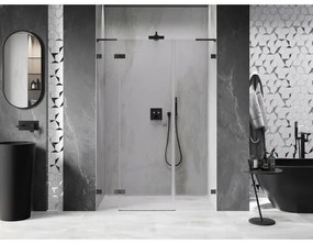 Mexen Lunar L, ľavé otočné sprchové dvere 155 cm, 8mm číre sklo, brúsený grafit profil, 834SL-155-050-66-00-L