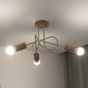 Prisadený luster OXFORD 3xE27/15W/230V borovica/krémová