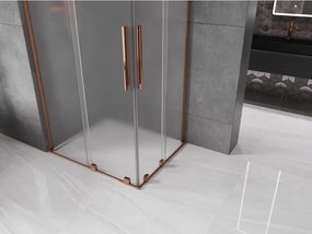 Mexen Velar L Duo, sprchový kút s posuvnými dverami 90 x 80 cm, 8mm sklo námraza, ružové zlato, 871-090-080-02-33-60