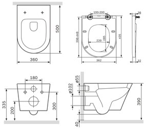 Závesné WC AM.PM Flash CNA1700SC bezokrajové, so sedadlom Microlift, biele