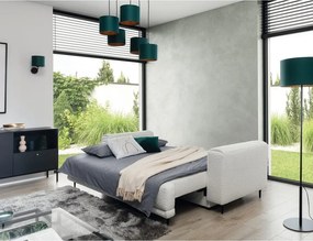 Krémovobiela rozkladacia/s úložným priestorom pohovka z textílie buklé 260 cm Dalia – ELTAP