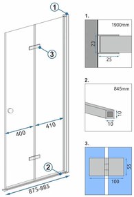 Rea Fold N2, sprchové dvere ku sprchovému kútu Fold 90cm, 6mm číre sklo, chrómový profil, REA-K7442