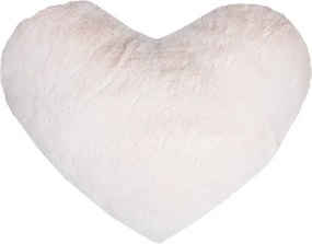 Dekoračný vankúš Srdce 30x40 cm, krémový, imitácia králičej kožušiny%